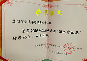 公司市場部榮獲2016年度翔業(yè)集團(tuán)團(tuán)隊(duì)貢獻(xiàn)獎(jiǎng)